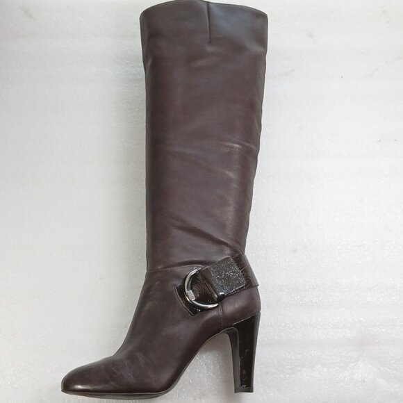 Gianni Bini Dark Brown Leather Knee High Stiletto Boots Women's 8 18¾" Shaft VG - Picture 6 of 15